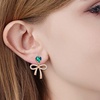 image:imageAustrian Crystal Heart Ribbon Bow Dangle Drop Earrings for Women 14K Gold Plated Hypoallergenic JewelryVitrail Medium