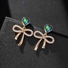 image:imageAustrian Crystal Heart Ribbon Bow Dangle Drop Earrings for Women 14K Gold Plated Hypoallergenic JewelryVitrail Medium