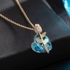 image:imageAustrian Crystal Heart Rose Flower Pendant Necklaces for Women Fashion 14K Gold Plated Dainty Necklace Hypoallergenic JewelryAquamarine