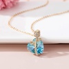 image:imageAustrian Crystal Heart Rose Flower Pendant Necklaces for Women Fashion 14K Gold Plated Dainty Necklace Hypoallergenic JewelryAquamarine