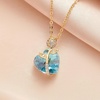 image:imageAustrian Crystal Heart Rose Flower Pendant Necklaces for Women Fashion 14K Gold Plated Dainty Necklace Hypoallergenic JewelryAquamarine
