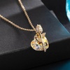 image:imageAustrian Crystal Heart Rose Flower Pendant Necklaces for Women Fashion 14K Gold Plated Dainty Necklace Hypoallergenic JewelryAurora Borealis