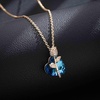image:imageAustrian Crystal Heart Rose Flower Pendant Necklaces for Women Fashion 14K Gold Plated Dainty Necklace Hypoallergenic JewelryBermuda Blue
