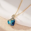 image:imageAustrian Crystal Heart Rose Flower Pendant Necklaces for Women Fashion 14K Gold Plated Dainty Necklace Hypoallergenic JewelryBermuda Blue