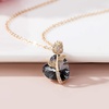 image:imageAustrian Crystal Heart Rose Flower Pendant Necklaces for Women Fashion 14K Gold Plated Dainty Necklace Hypoallergenic JewelryBlack