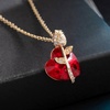 image:imageAustrian Crystal Heart Rose Flower Pendant Necklaces for Women Fashion 14K Gold Plated Dainty Necklace Hypoallergenic JewelryRed