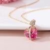 image:imageAustrian Crystal Heart Rose Flower Pendant Necklaces for Women Fashion 14K Gold Plated Dainty Necklace Hypoallergenic JewelryRose Pink