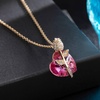 image:imageAustrian Crystal Heart Rose Flower Pendant Necklaces for Women Fashion 14K Gold Plated Dainty Necklace Hypoallergenic JewelryRose Pink