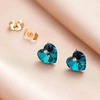 image:imageAustrian Crystal Heart Stud Earrings for Women 925 Sterling Silver Hypoallergenic Fashion JewelryBermuda Blue