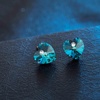 image:imageAustrian Crystal Heart Stud Earrings for Women 925 Sterling Silver Hypoallergenic Fashion JewelryBermuda Blue