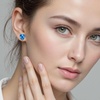 image:imageAustrian Crystal Heart Stud Earrings for Women 925 Sterling Silver Hypoallergenic Fashion JewelryBermuda Blue