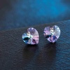 image:imageAustrian Crystal Heart Stud Earrings for Women 925 Sterling Silver Hypoallergenic Fashion JewelryVitrail Light