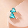 image:imageAustrian Crystal Heart Stud Earrings for Women Trendy Halo Drop Earrings 14K Gold Plated Hypoallergenic JewelryAquamarine