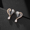 image:imageAustrian Crystal Heart Stud Earrings for Women Trendy Halo Drop Earrings 14K Gold Plated Hypoallergenic JewelryBlack