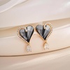 image:imageAustrian Crystal Heart Stud Earrings for Women Trendy Halo Drop Earrings 14K Gold Plated Hypoallergenic JewelryBlack
