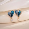 image:imageAustrian Crystal Heart Stud Earrings for Women Trendy Halo Drop Earrings 14K Gold Plated Hypoallergenic JewelryDark Blue