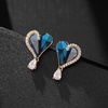 image:imageAustrian Crystal Heart Stud Earrings for Women Trendy Halo Drop Earrings 14K Gold Plated Hypoallergenic JewelryDark Blue