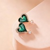 image:imageAustrian Crystal Heart Stud Earrings for Women Trendy Halo Drop Earrings 14K Gold Plated Hypoallergenic JewelryEmerald Green