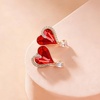 image:imageAustrian Crystal Heart Stud Earrings for Women Trendy Halo Drop Earrings 14K Gold Plated Hypoallergenic JewelryRed