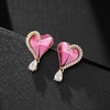 image:imageAustrian Crystal Heart Stud Earrings for Women Trendy Halo Drop Earrings 14K Gold Plated Hypoallergenic JewelryRose Pink