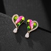 image:imageAustrian Crystal Heart Stud Earrings for Women Trendy Halo Drop Earrings 14K Gold Plated Hypoallergenic JewelryVitrail Medium