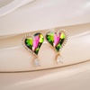 image:imageAustrian Crystal Heart Stud Earrings for Women Trendy Halo Drop Earrings 14K Gold Plated Hypoallergenic JewelryVitrail Medium