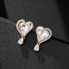 image:imageAustrian Crystal Heart Stud Earrings for Women Trendy Halo Drop Earrings 14K Gold Plated Hypoallergenic JewelryWhite Clear