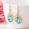 image:imageAustrian Crystal Hollow Teardrop Halo Drop Twisted Dangle Earrings for Women 14K Rose Gold Plated Hypoallergenic JewelryAquamarine