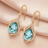 image:imageAustrian Crystal Hollow Teardrop Halo Drop Twisted Dangle Earrings for Women 14K Rose Gold Plated Hypoallergenic JewelryAquamarine