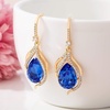 image:imageAustrian Crystal Hollow Teardrop Halo Drop Twisted Dangle Earrings for Women 14K Rose Gold Plated Hypoallergenic JewelryBermuda Blue