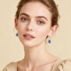 image:imageAustrian Crystal Hollow Teardrop Halo Drop Twisted Dangle Earrings for Women 14K Rose Gold Plated Hypoallergenic JewelryBermuda Blue