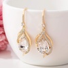 image:imageAustrian Crystal Hollow Teardrop Halo Drop Twisted Dangle Earrings for Women 14K Rose Gold Plated Hypoallergenic JewelryClear White