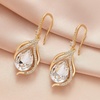 image:imageAustrian Crystal Hollow Teardrop Halo Drop Twisted Dangle Earrings for Women 14K Rose Gold Plated Hypoallergenic JewelryClear White