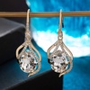 image:imageAustrian Crystal Hollow Teardrop Halo Drop Twisted Dangle Earrings for Women 14K Rose Gold Plated Hypoallergenic JewelryClear White