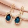 image:imageAustrian Crystal Hollow Teardrop Halo Drop Twisted Dangle Earrings for Women 14K Rose Gold Plated Hypoallergenic JewelryDark Blue