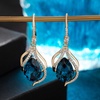 image:imageAustrian Crystal Hollow Teardrop Halo Drop Twisted Dangle Earrings for Women 14K Rose Gold Plated Hypoallergenic JewelryDark Blue