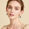 image:imageAustrian Crystal Hollow Teardrop Halo Drop Twisted Dangle Earrings for Women 14K Rose Gold Plated Hypoallergenic JewelryDark Blue