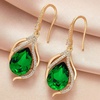 image:imageAustrian Crystal Hollow Teardrop Halo Drop Twisted Dangle Earrings for Women 14K Rose Gold Plated Hypoallergenic JewelryEmerald