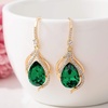 image:imageAustrian Crystal Hollow Teardrop Halo Drop Twisted Dangle Earrings for Women 14K Rose Gold Plated Hypoallergenic JewelryEmerald