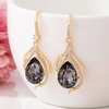 image:imageAustrian Crystal Hollow Teardrop Halo Drop Twisted Dangle Earrings for Women 14K Rose Gold Plated Hypoallergenic JewelryGreyBlack