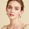 image:imageAustrian Crystal Hollow Teardrop Halo Drop Twisted Dangle Earrings for Women 14K Rose Gold Plated Hypoallergenic JewelryGreyBlack