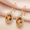 image:imageAustrian Crystal Hollow Teardrop Halo Drop Twisted Dangle Earrings for Women 14K Rose Gold Plated Hypoallergenic JewelryLight Topaz