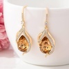 image:imageAustrian Crystal Hollow Teardrop Halo Drop Twisted Dangle Earrings for Women 14K Rose Gold Plated Hypoallergenic JewelryLight Topaz