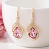 image:imageAustrian Crystal Hollow Teardrop Halo Drop Twisted Dangle Earrings for Women 14K Rose Gold Plated Hypoallergenic JewelryPink