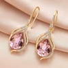 image:imageAustrian Crystal Hollow Teardrop Halo Drop Twisted Dangle Earrings for Women 14K Rose Gold Plated Hypoallergenic JewelryPink