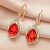 image:imageAustrian Crystal Hollow Teardrop Halo Drop Twisted Dangle Earrings for Women 14K Rose Gold Plated Hypoallergenic JewelryRed