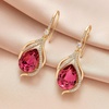 image:imageAustrian Crystal Hollow Teardrop Halo Drop Twisted Dangle Earrings for Women 14K Rose Gold Plated Hypoallergenic JewelryRose Pink