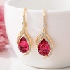 image:imageAustrian Crystal Hollow Teardrop Halo Drop Twisted Dangle Earrings for Women 14K Rose Gold Plated Hypoallergenic JewelryRose Pink
