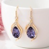 image:imageAustrian Crystal Hollow Teardrop Halo Drop Twisted Dangle Earrings for Women 14K Rose Gold Plated Hypoallergenic JewelryTanzanite