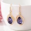 image:imageAustrian Crystal Hollow Teardrop Halo Drop Twisted Dangle Earrings for Women 14K Rose Gold Plated Hypoallergenic JewelryTanzanite